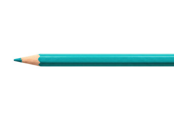 A single teal colored pencil with a sharp point isolated on a transparent background