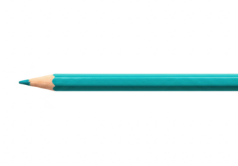 A single teal colored pencil with a sharp point isolated on a transparent background