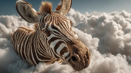 Zebra in Dreamy Cloudscape