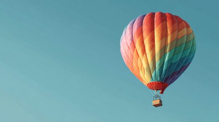 Fototapeta premium Colorful hot air balloon floats in clear sky