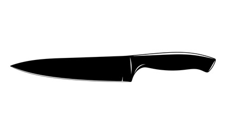 Obraz premium Silhouette of a large, sharp kitchen knife, ready for food preparation.