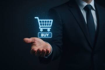 Online shoppinge business innovation with laptop connection in cyberspace shows direct order and client network for commercial marketing finance and banking delivery