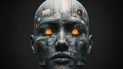 Close-up of a futuristic cybernetic head. - Powered by Adobe