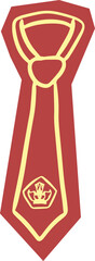 Red tie flat vector for Indonesian student uniform, cartoon education icon with cultural school identity