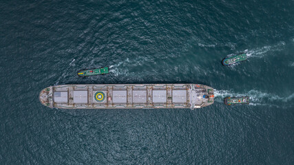 Aerial view bulk carrier cargo ship vessel global business logistic import export industry, Bulk...