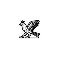 Fototapeta premium Outlined bird with crown