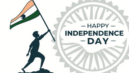 Fototapeta premium Independence day illustration silhouette person flag