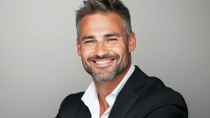 Smiling businessman on a white background - Powered by Adobe