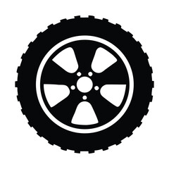 Fototapeta premium Black and Yellow Tire Wheel Automotive Transportation Icon Illustration