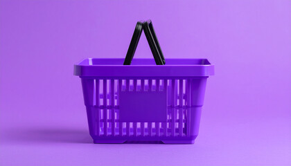Fototapeta premium Empty plastic shopping basket. Business and e-commerce concept.