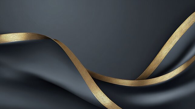 Dark gray fabric drapes with gold accents