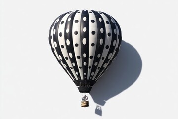 Naklejka premium Black and white hot air balloon, polka dots