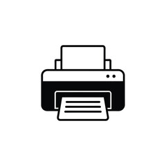 Vector art of a black and white printer with paper coming out