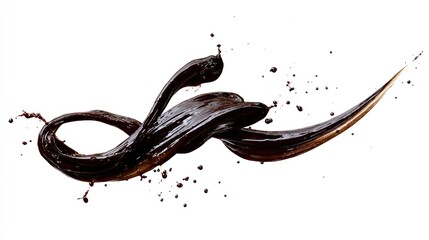 Dark chocolate liquid swirls and splashes