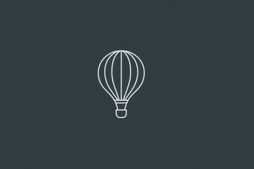 Simple white line hot air balloon graphic