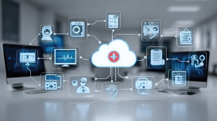 Digital healthcare solutions integrating telemedicine, electronic records, patient portals, remote monitoring, AI diagnostics, and cloud-based health management systems.