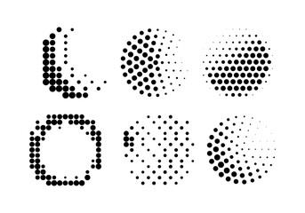 Halftone gradient. Dotted gradient, smooth dots spraying and halftones dot pop art comix pattern
