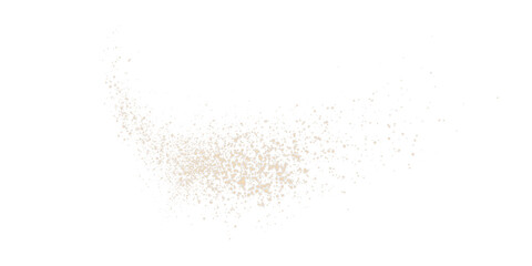 Christmas glowing bokeh confetti light and glitter texture overlay for your design. Festive sparkling gold dust png. Holiday powder dust for cards, invitations, banners, advertising.