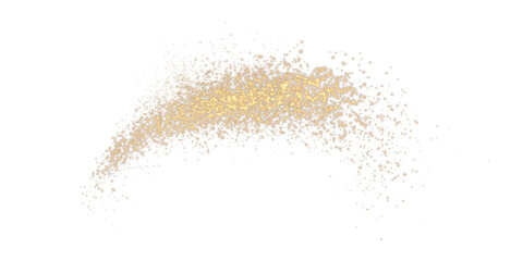 Christmas glowing bokeh confetti light and glitter texture overlay for your design. Festive sparkling gold dust png. Holiday powder dust for cards, invitations, banners, advertising.