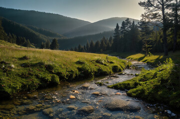 Crystal-clear stream in at high altitude