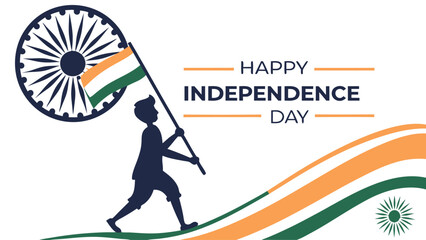 Child carrying indian flag independence day