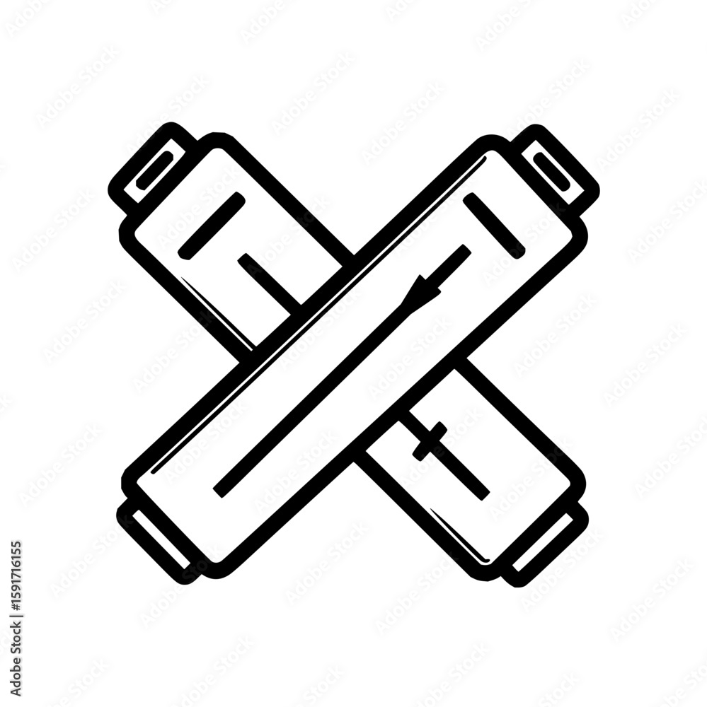 Poster illustration of two crossed memory chips, representing data storage and processing in technology dev