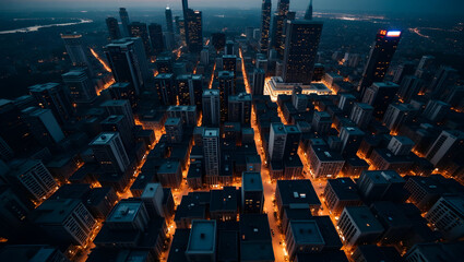 Building Top-down aerial view of a city layout at twilight, glowing streets forming a visible grid below tall towers. (2).jpg