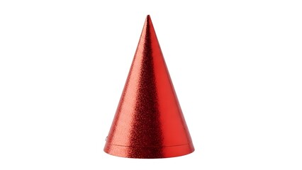 Red party hat cone shaped birthday celebration festive headwear isolated on white background stock photo image on transparent background