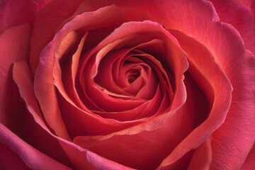 Naklejka premium A stunning close-up shot of a red rose in full bloom, showcasing its intricate beauty.