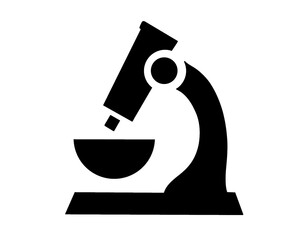 Simple microscope icon, silhouette style image isolated on white background
