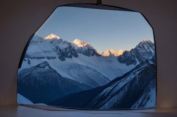 Mountain peak in in winter