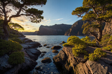 Rocky cliffs in late afternoon