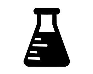 Erlenmeyer flask icon for science research, icon isolated on white background
