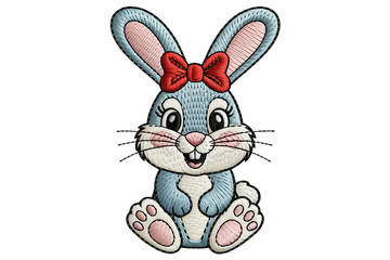 Blue bunny with red bow rabbit