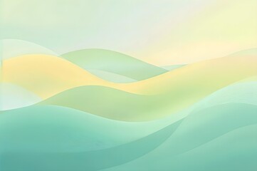 Obraz premium Abstract Landscape of Serene Waves: The image features a mesmerizing abstract depiction of gently undulating waves, painted with soft gradients of calming, ethereal colors. It evokes tranquility.