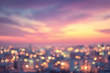 Blurred City Skyline Sunset View