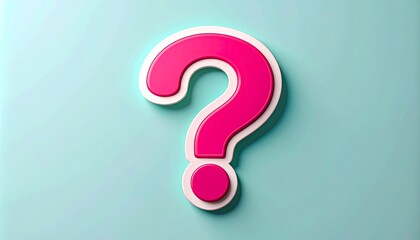 Naklejka premium Pink question mark on teal background