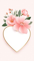 Romantic Floral Heart Frame with Pastel Pink Roses &ndash; Blank Center for Text