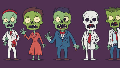 Humorous Halloween Zombies for Stock Illustrations