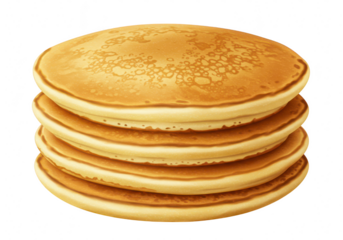 A tall stack of golden brown pancakes, perfectly cooked and ready to be enjoyed with toppings, isolated on white isolated on transparent background