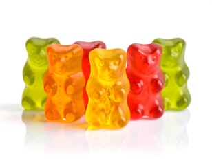 Colorful gummy bears, close-up