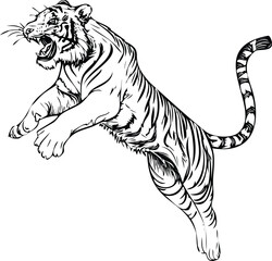 Powerful Roaring Tiger Illustration