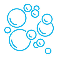 Fototapeta premium Soap shine bubbles linear icon isolated on transparent background. Soap bubbles shining icon vector illustration. Clean icon line style, easy cleaning symbol, shining soap foam. Shampoo line icon.