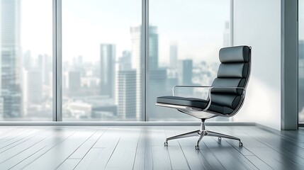 Modern Office Chair with City View in Contemporary Interior Space