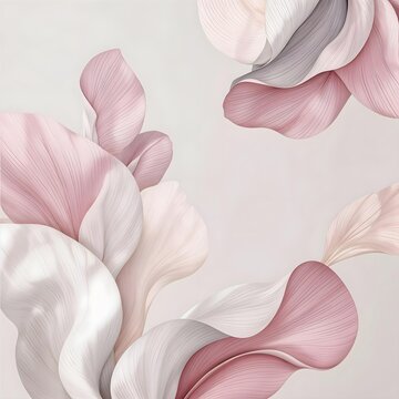 Floral Forms of Serenity: Soft pastel petals dance gracefully, offering a calming, artistic abstraction perfect for designs, evoking feelings of tranquility and gentleness.