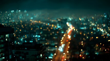 Blurred Night Cityscape With Urban Lights