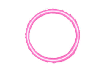 Glowing pink neon circle illuminating transparent backdrop, creating vibrant graphic design element