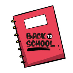 Back to school text on a notebook.