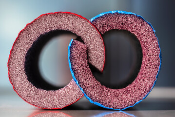 Cross-section foam pipe insulation foam tubes used for insulating water pipes to prevent heat loss...