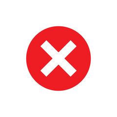 Obraz premium Red cross mark silhouette icon vector flat illustration on white background.